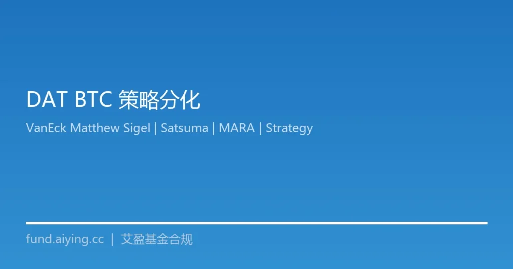 数字资产国库模式退潮：VanEck Matthew Sigel 拆解 DAT 公司 BTC 策略分化的三大路径与加密基金配置启示