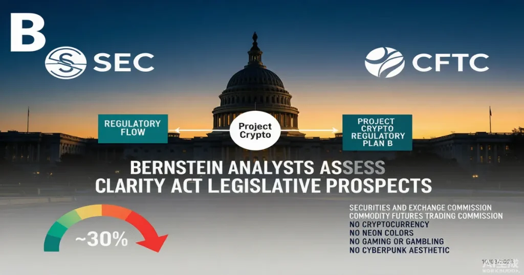 Bernstein下调CLARITY Act通过概率:若立法搁浅,SEC与CFTC将如何通过Project Crypto为加密基金提供Plan B监管路径?