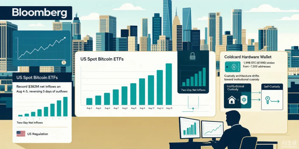 BTC ETF两日净流入3.82亿美元逆转趋势,Coldcard固件漏洞重塑机构托管vs自托管叙事
