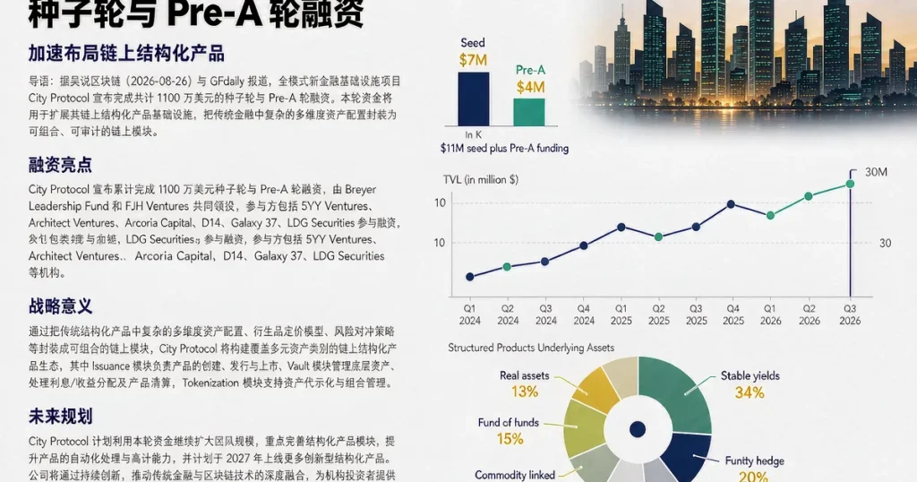 City Protocol 完成 1100 万美元种子与 Pre-A 轮融资：链上结构化金融产品基础设施获 Dragonfly、Jump Crypto 等加密风投加持
