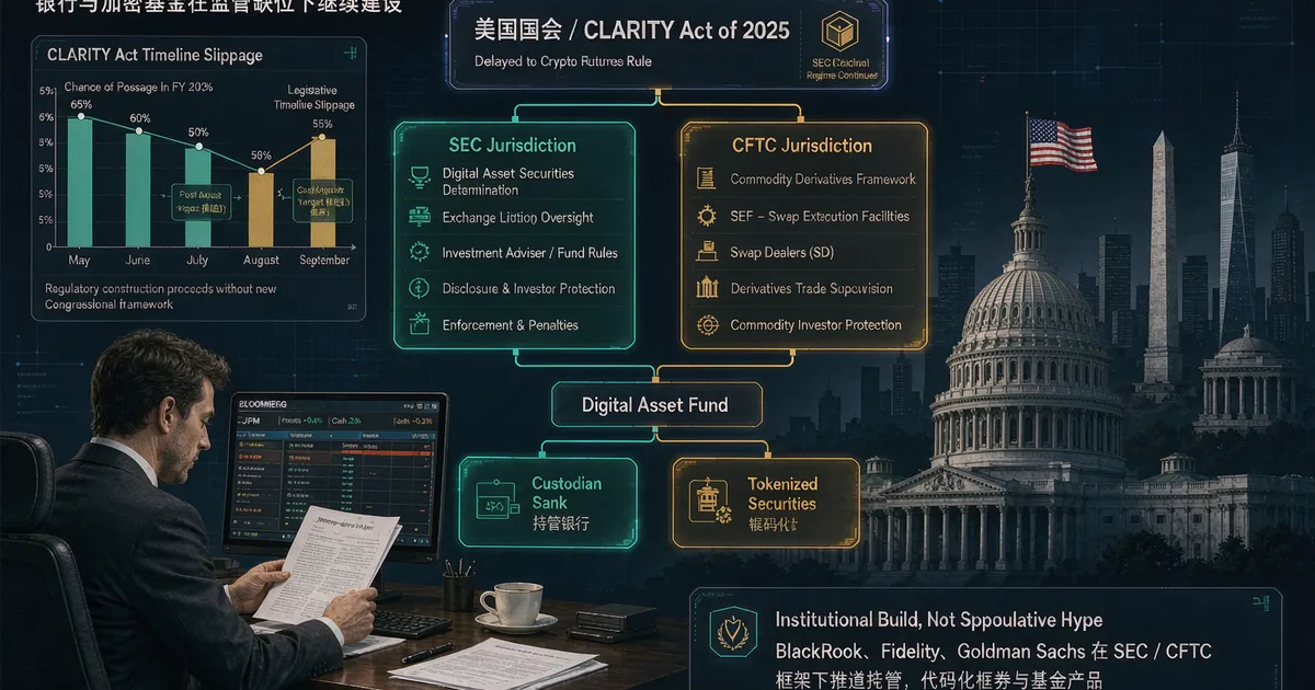 美国 CLARITY Act 推迟至九月：银行与加密基金为何在监管缺位下继续建设