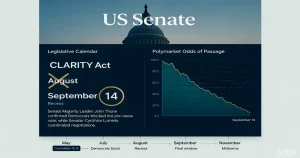 美国参议院正式确认CLARITY Act表决推迟至9月：民主党拒绝加速议程，加密基金监管确定性再延一个月