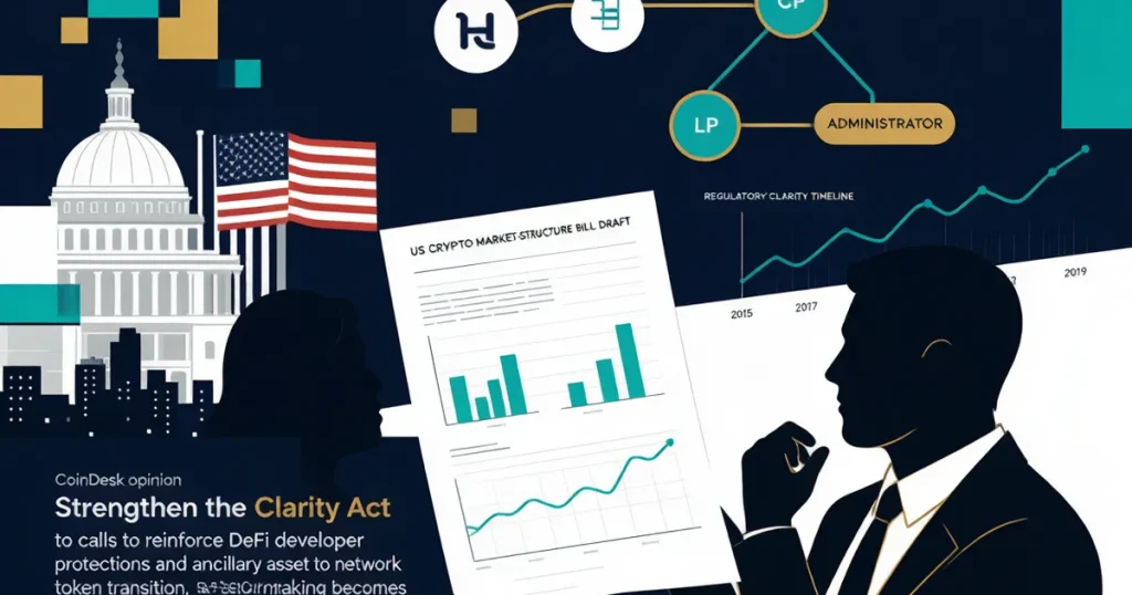 美国 CLARITY Act 如何补强?CoinDesk 观点文章呼吁强化 DeFi 开发者保护与代币过渡条款