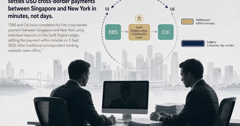 花旗与星展完成首笔周末代币化跨境存款转账：Swift Digital Ledger 如何将银行代币化存款从实验推向实时基础设施
