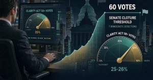 美国 CLARITY Act 预测市场赔率跳涨至 35%：参议院 60 票门槛与加密基金的立法路径推演
