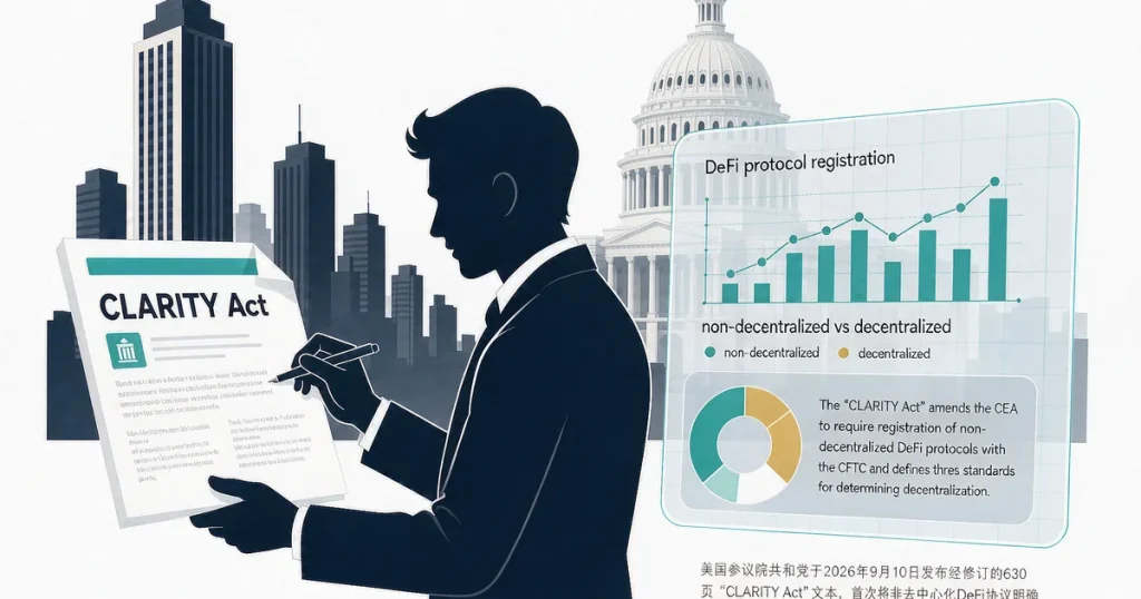 美国 CLARITY Act 修订:非去中心化 DeFi 协议须向 CFTC 注册,加密基金如何评估合规边界?