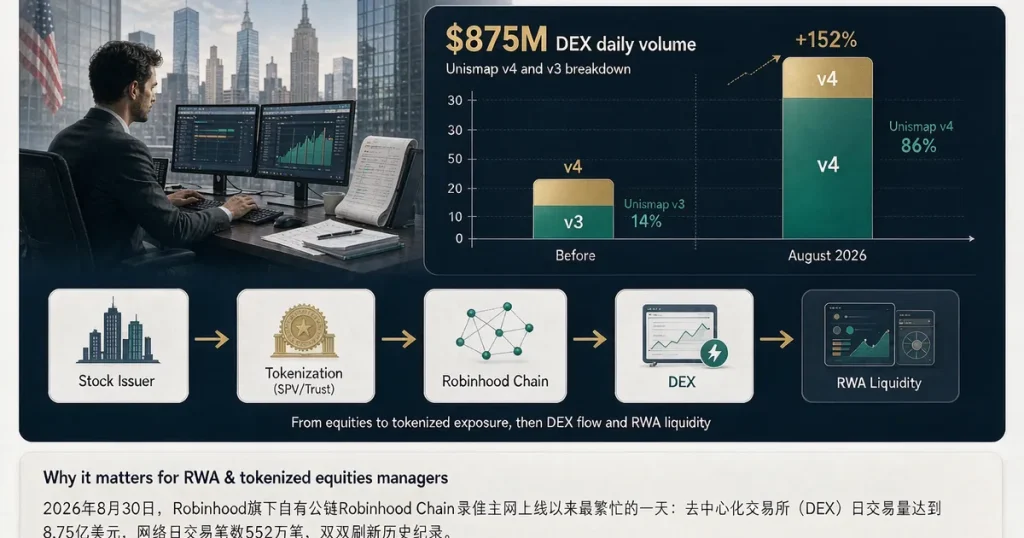 Robinhood Chain DEX 日交易量破 8.75 亿美元创新高：代币化美股如何驱动链上流动性？