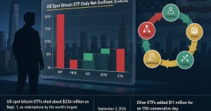 美国现货比特币 ETF 9 月首现 2.36 亿美元净流出：BlackRock IBIT 独占 85%