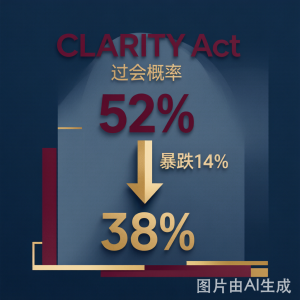 CLARITY Act过会概率从52%暴跌至38%：伦理执法权争议未解，加密合规立法「8月休会窗口」仅剩15天