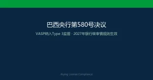 巴西央行第580/2026号决议：VASP纳入Type 3监管类别，2027年起适用银行级审慎规则