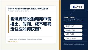 香港牌照收购和新申请相比，时间、成本和确定性应如何权衡？