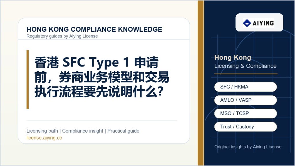 香港 SFC Type 1 申请前，券商业务模型和交易执行流程要先说明什么？