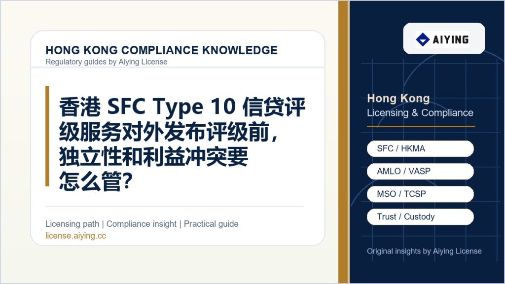 香港 SFC Type 10 信贷评级服务对外发布评级前,独立性和利益冲突要怎么管?