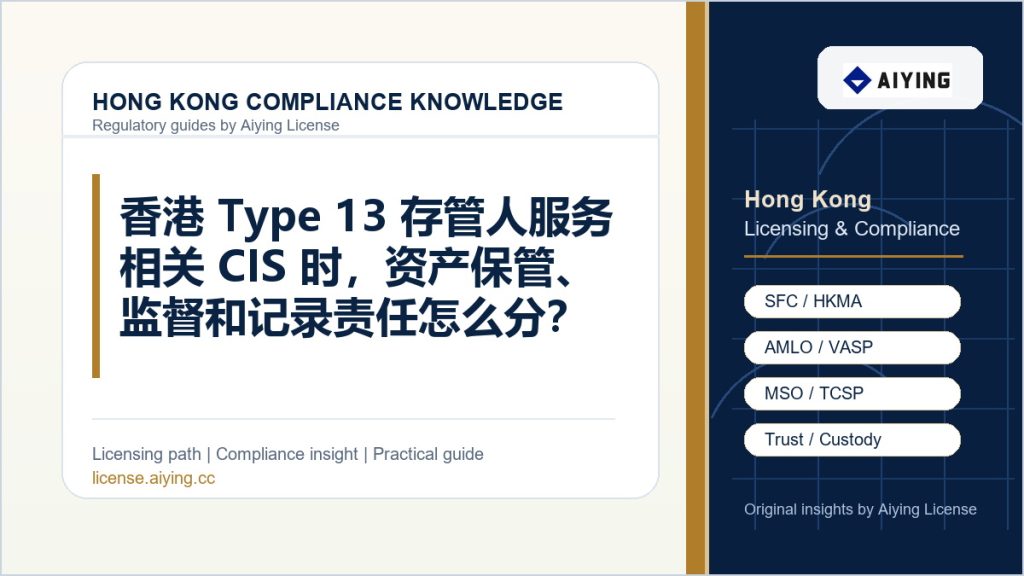 香港 Type 13 存管人服务相关 CIS 时,资产保管、监督和记录责任怎么分?
