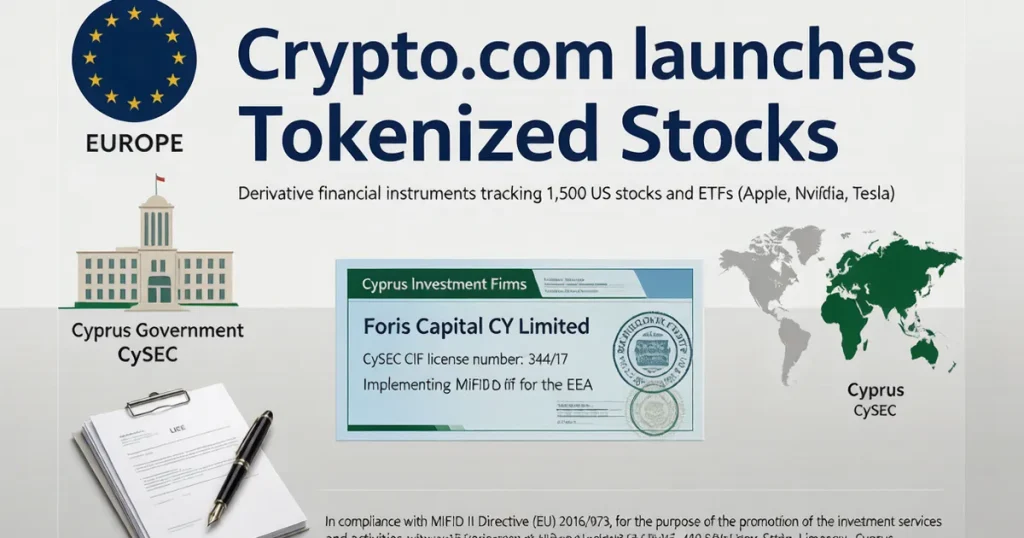 Crypto.com 上线代币化美股 ETF 衍生品：塞浦路斯 CySEC MiFID II 牌照下的合规架构解析