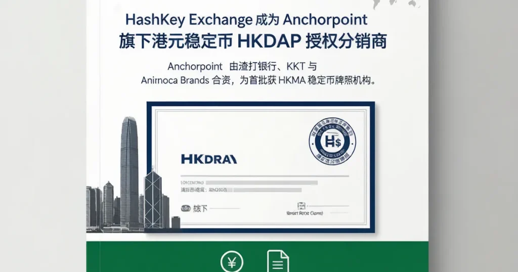 香港 HKDAP 稳定币进入 beta 分发阶段:HashKey 成 Anchorpoint 授权分销商
