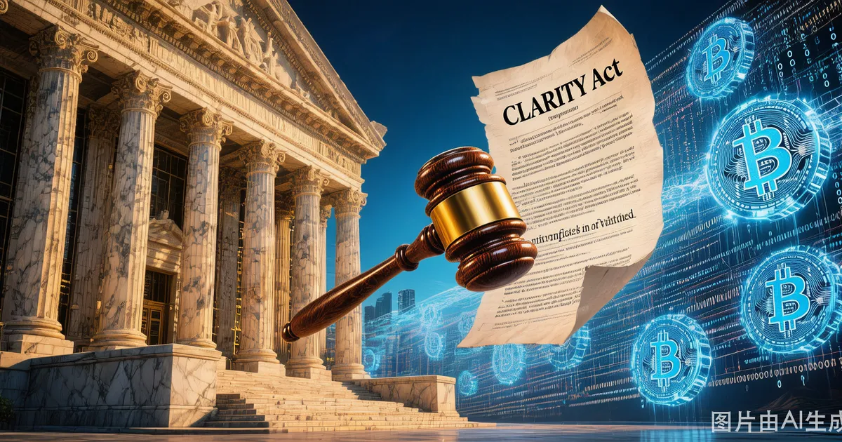 美国银行业与加密立法CLARITY Act博弈概念图