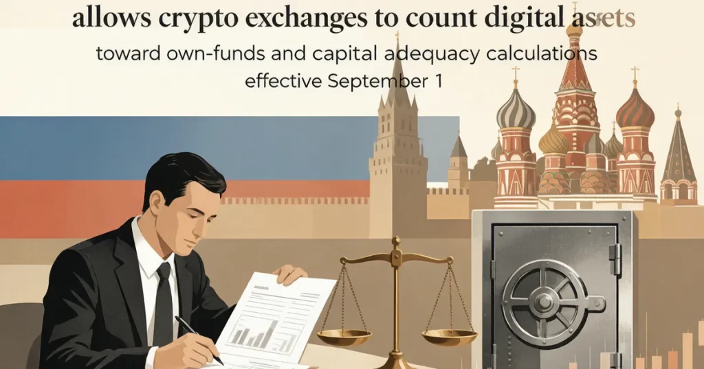 俄罗斯央行拟将数字资产纳入券商资本充足率：25% 上限与 9 月 1 日生效前的审慎监管校准