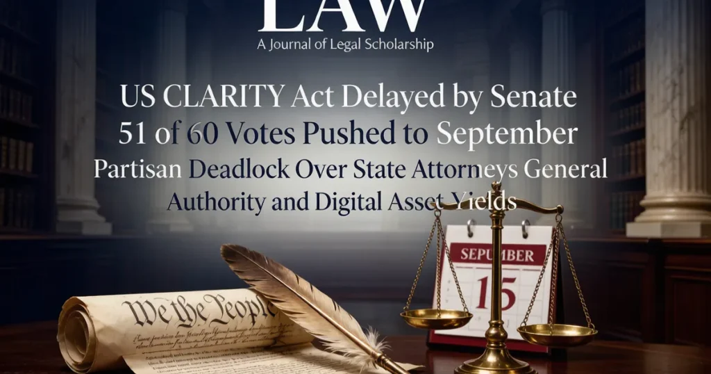 参议院搁置CLARITY Act至9月：51票背后的两党僵局与加密监管的时间窗口